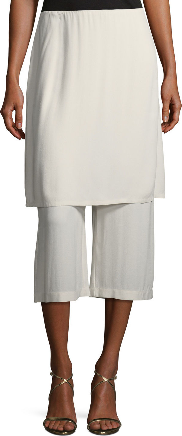 Eileen Fisher Silk Georgette Wide-Leg Skort