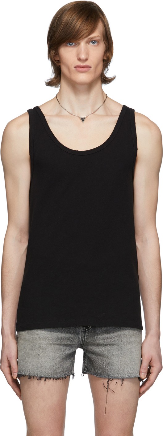 Saint Laurent Black Distressed Tank Top