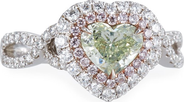 Alexander Laut 18k White Gold Tricolor Diamond Heart Ring