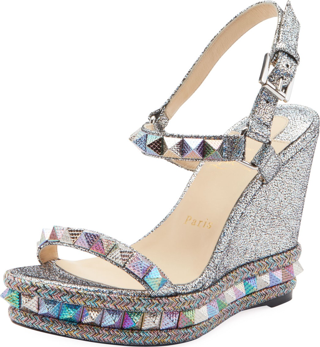 Christian Louboutin Pyraclou Metallic Red Sole Sandals
