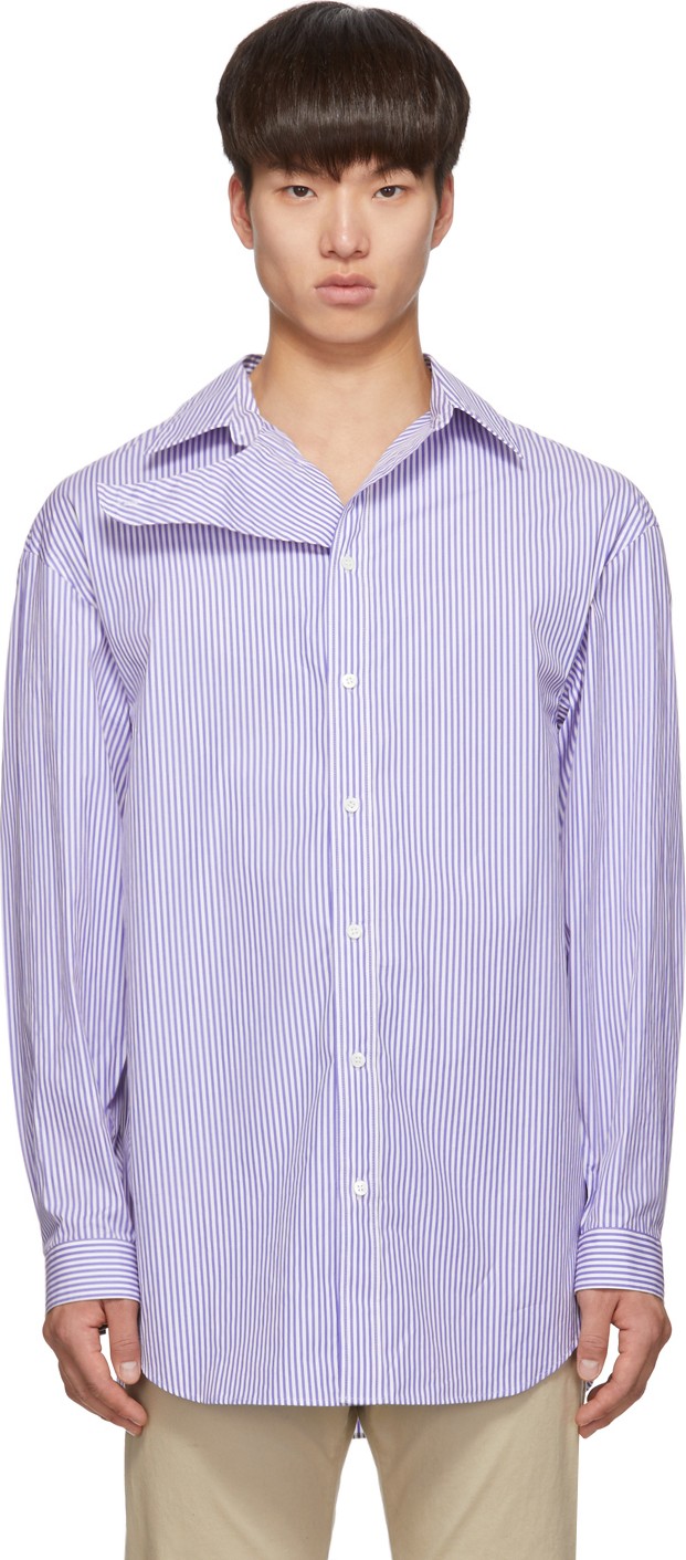 Balenciaga Blue & White College Stripe Shirt