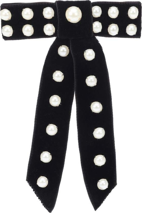 Jennifer Behr Embellished velvet hair bow