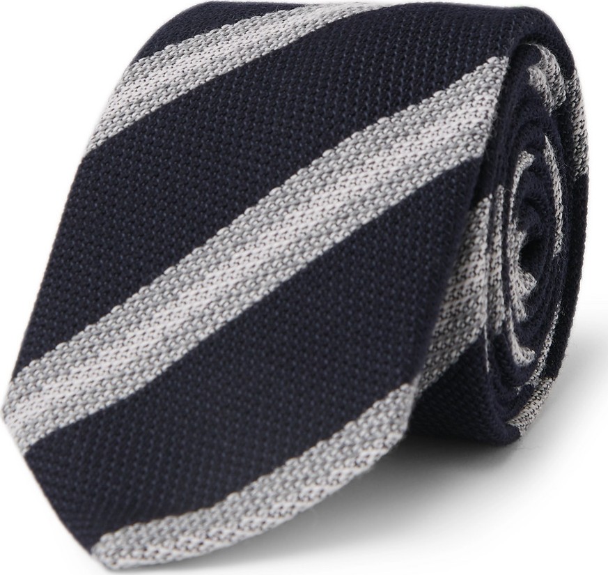 Brioni 8cm Striped Wool and Silk-Blend Tie