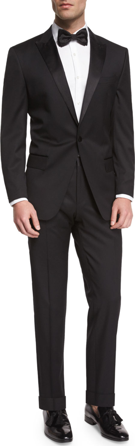 BOSS Hugo Boss Huge Genius Peak-Lapel Slim Tuxedo, Black