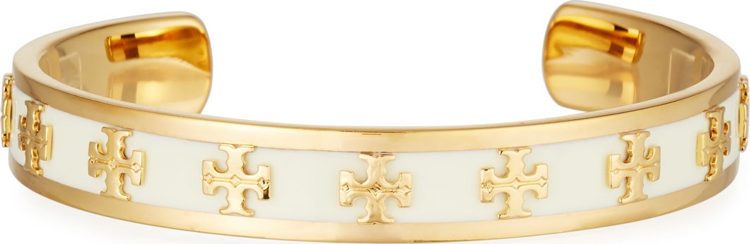 Tory Burch Slim Raised Logo Enamel Cuff Bracelet
