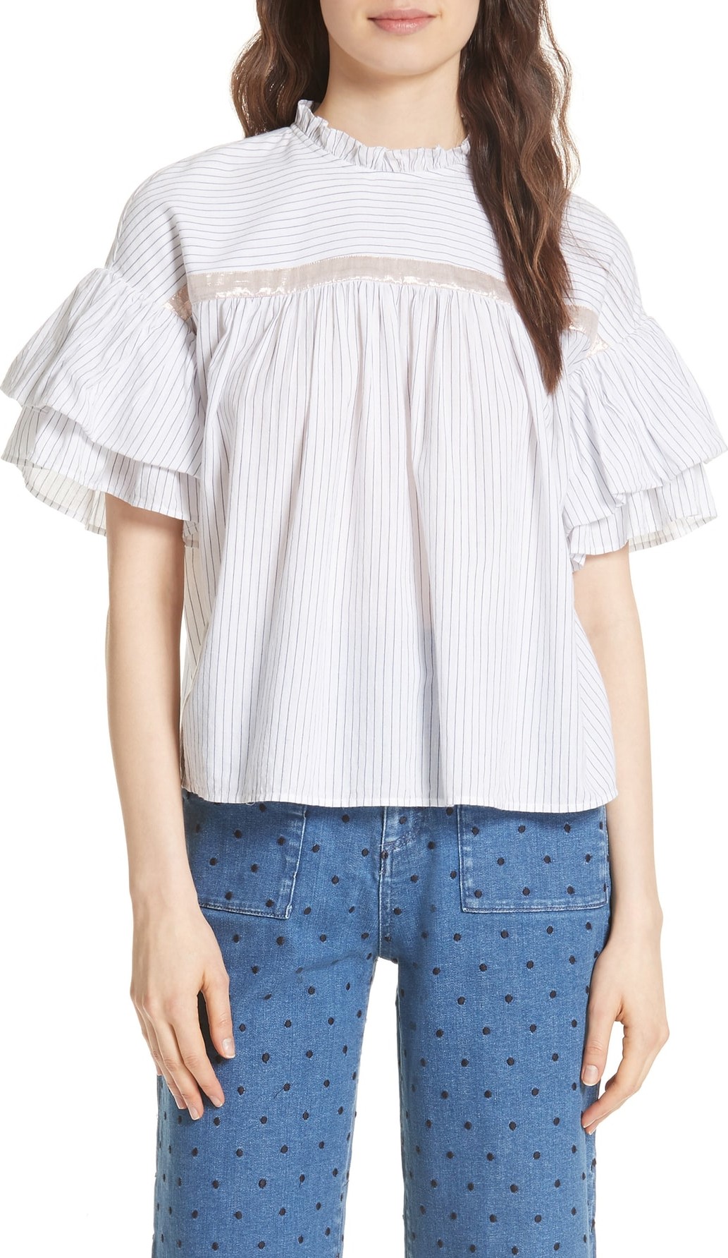 Ulla Johnson Deniz Metallic Stripe Blouse