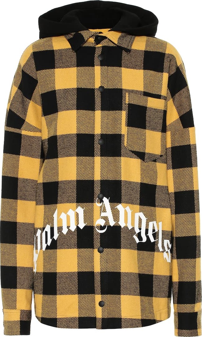 Palm Angels Logo checked cotton-blend jacket