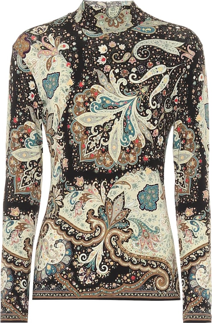 Etro Paisley stretch-jersey top