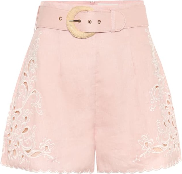Zimmermann Freja embroidered linen shorts