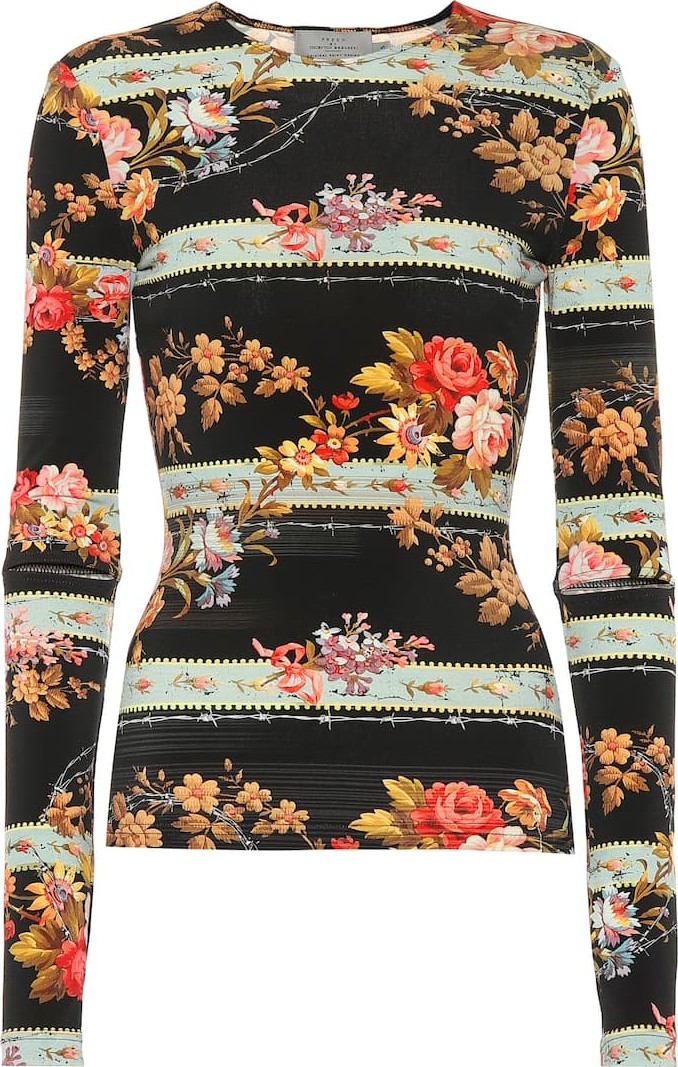 Preen Ida floral stretch crêpe top