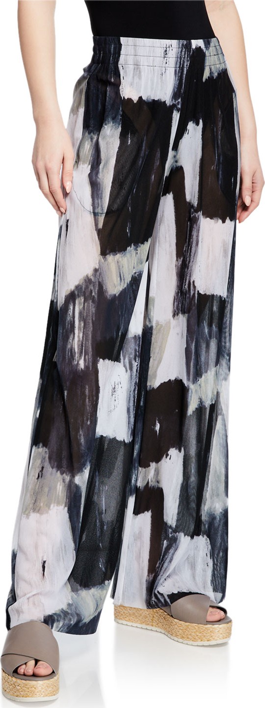 Norma Kamali Printed Wide-Leg Boyfriend Sweatpants