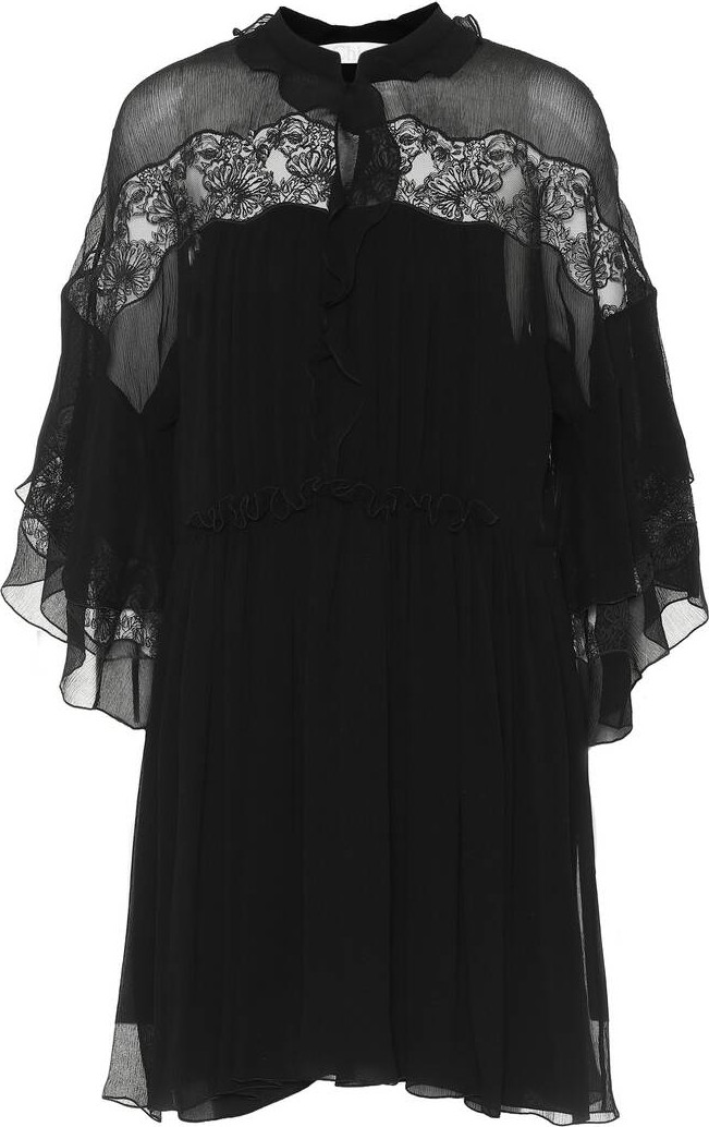 Chloe Embroidered silk-crêpon minidress