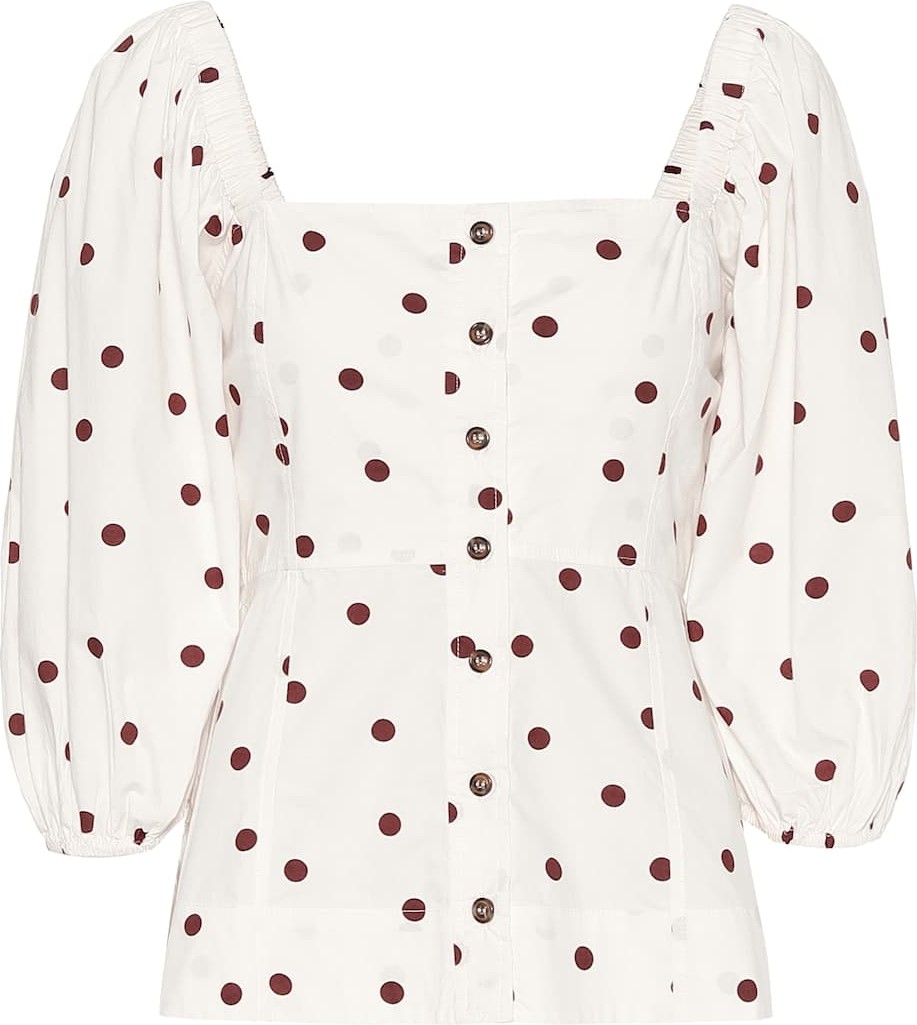 Ganni Polka-dot cotton blouse