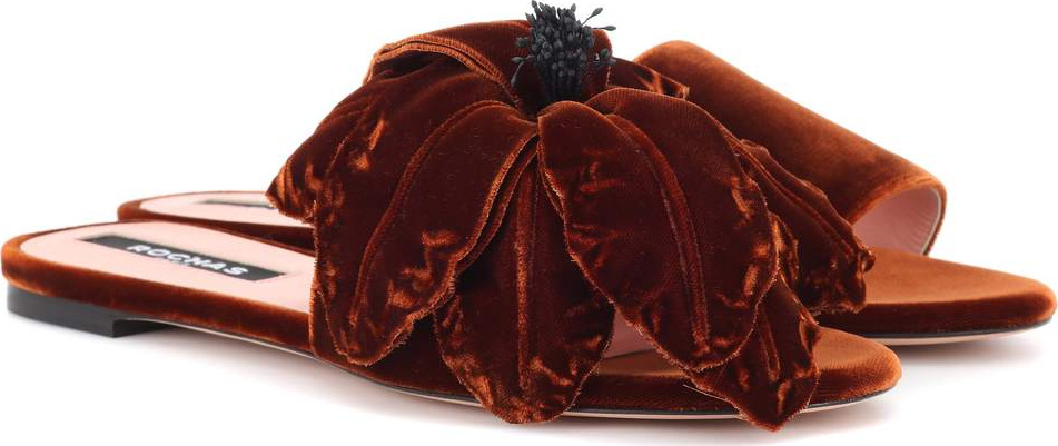 ROCHAS Velvet flower slides