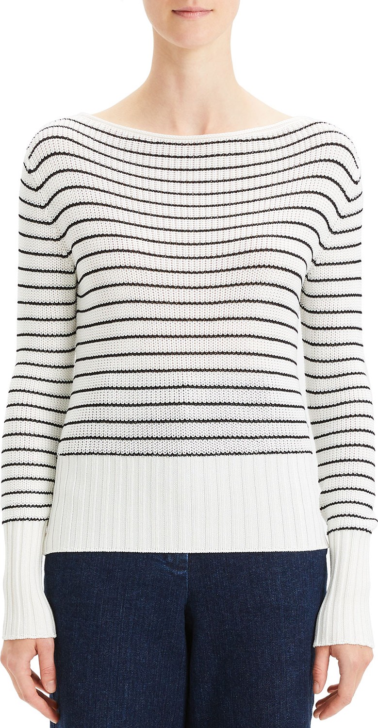 Theory Striped Boat-Neck Pullover Sweater
