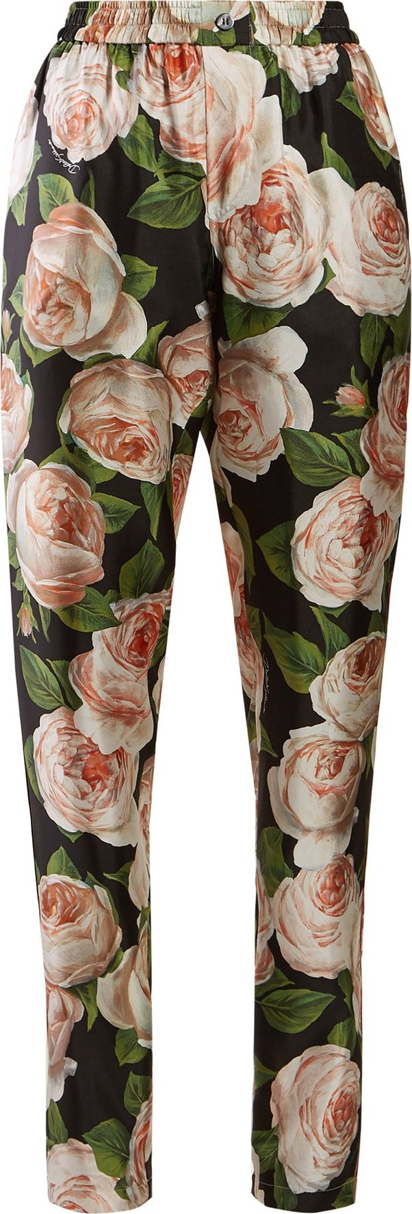 Dolce & Gabbana Rose-print silk trousers