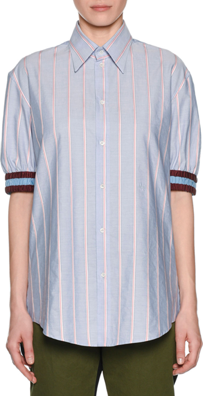 Nº21 Striped Point-Collar Button-Front Shirt