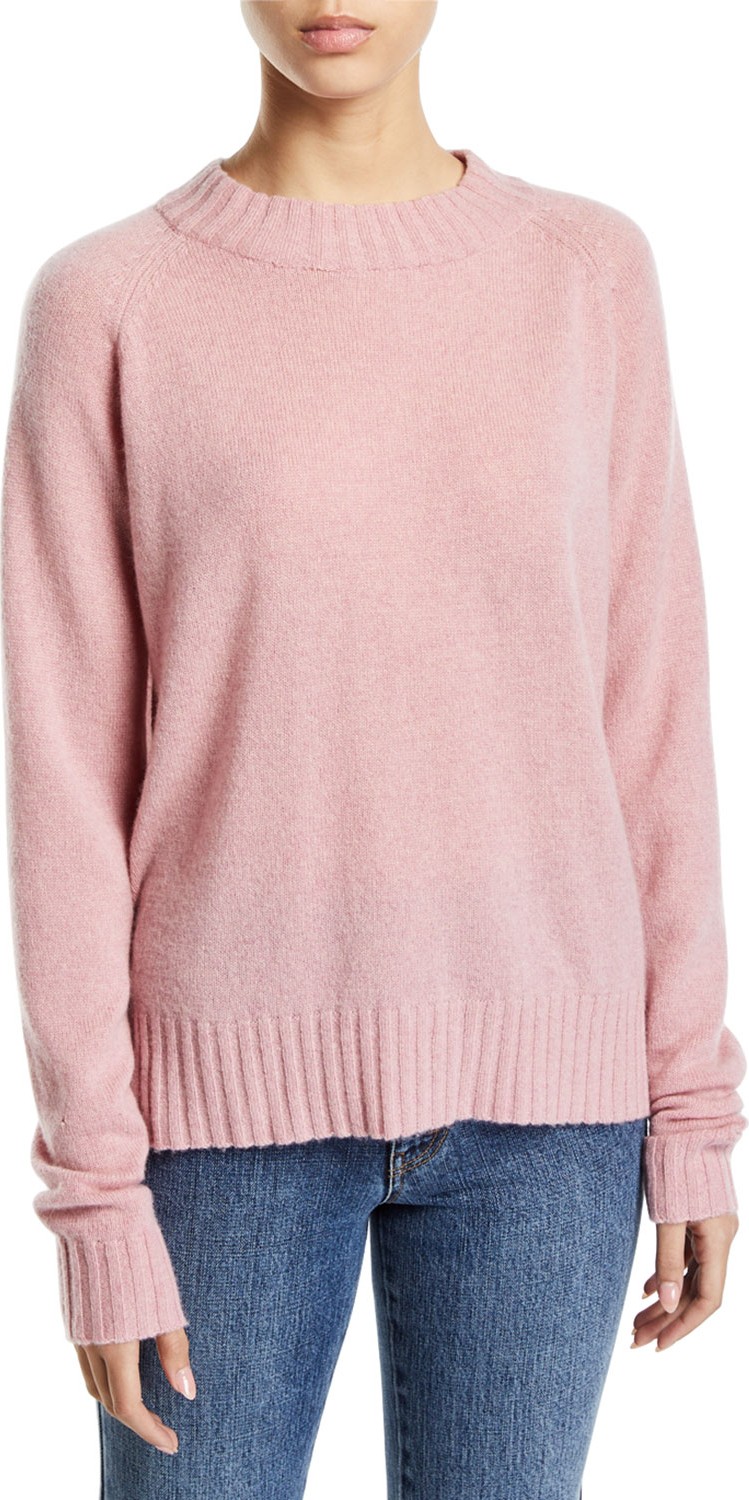 Co Raglan-Sleeve Cashmere Crewneck Pullover Sweater