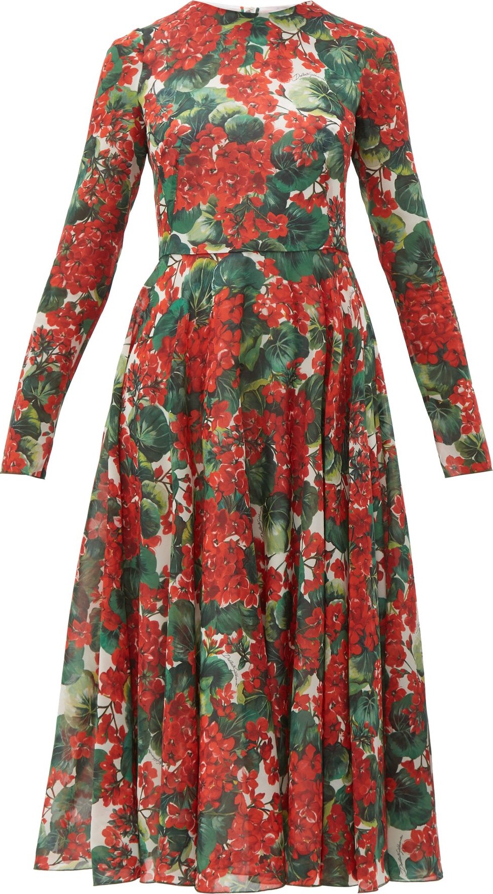 Dolce & Gabbana Geranium-print silk-blend chiffon dress