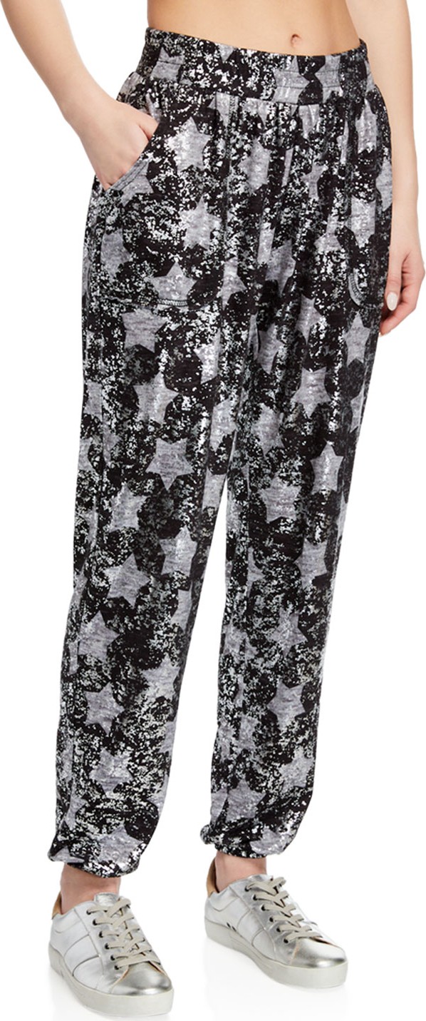 Terez Foil Star-Print Pull-On Jogger Pants