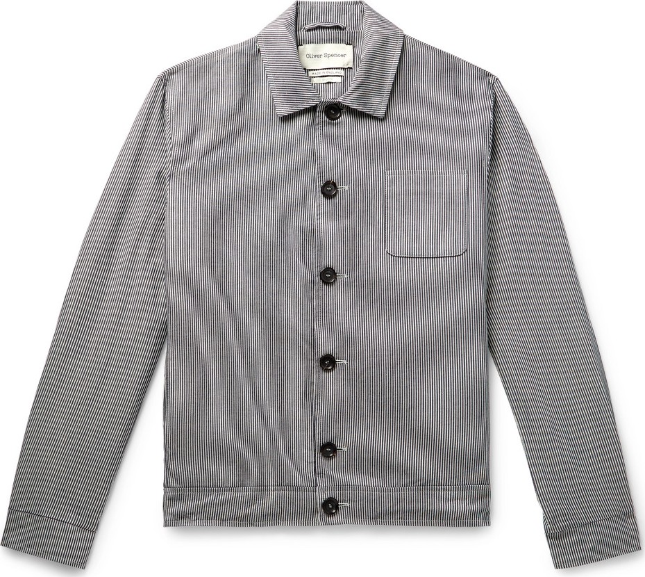 Oliver Spencer Buckland Striped Organic Cotton Jacket