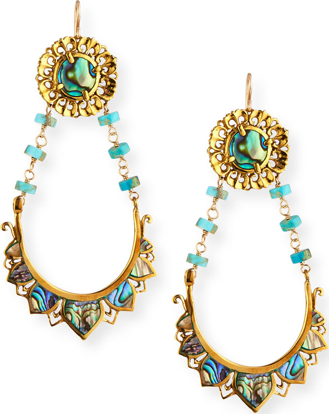 Devon Leigh Abalone & Turquoise Drop Earrings