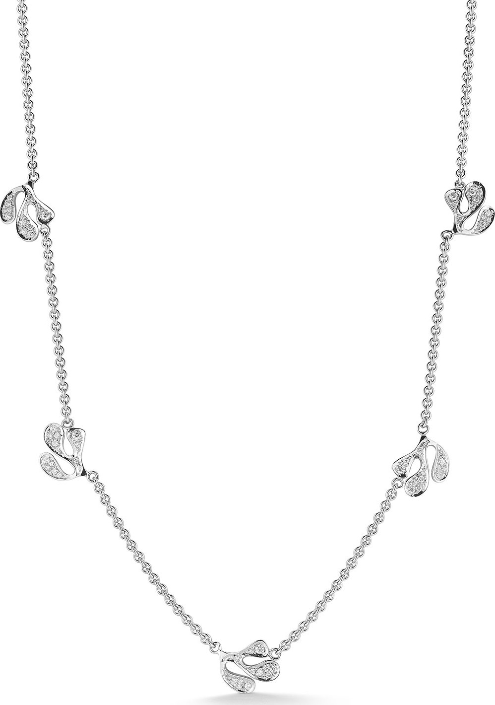 Miseno Sea Leaf 18k White Gold Diamond Station Necklace