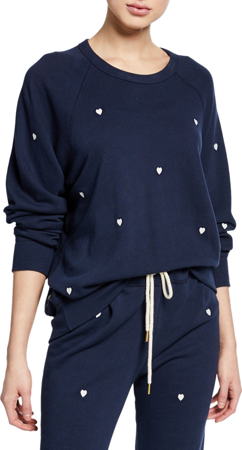 THE GREAT. The College Sweatshirt with Heart Embroidery