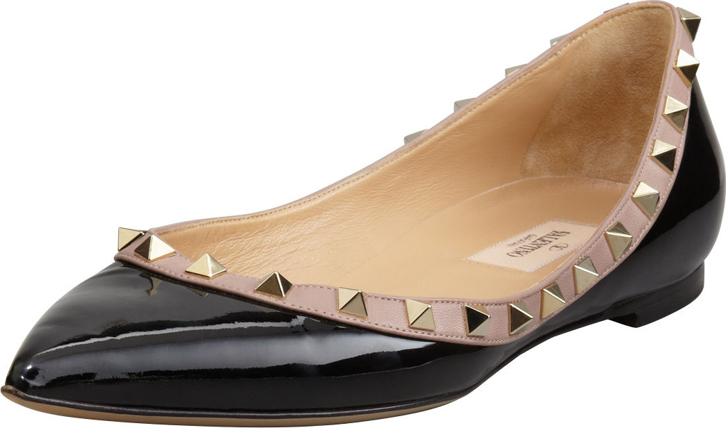 Valentino Rockstud Patent Ballerina Flat