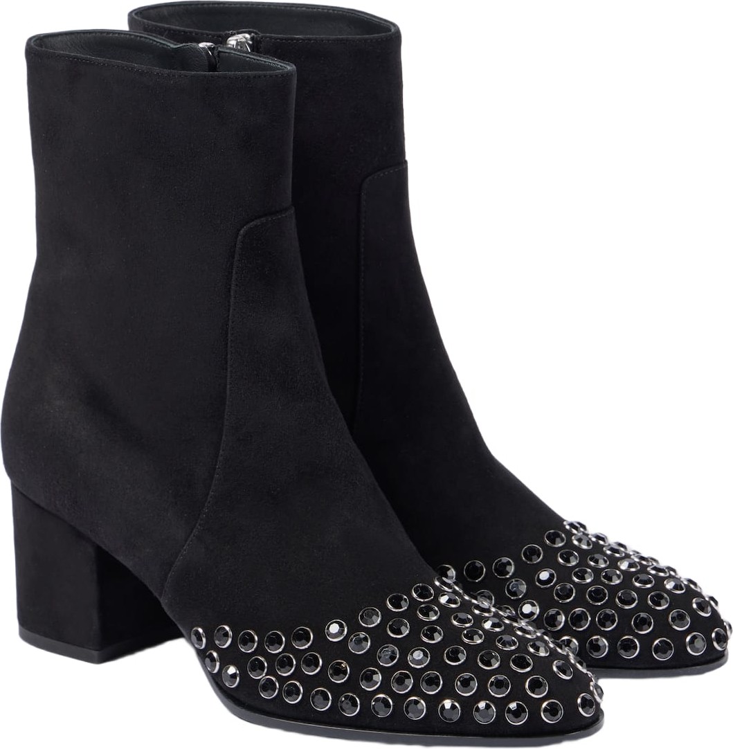 Alaïa - Embellished suede ankle boots Alaïa - Embellished suede ankle boots
