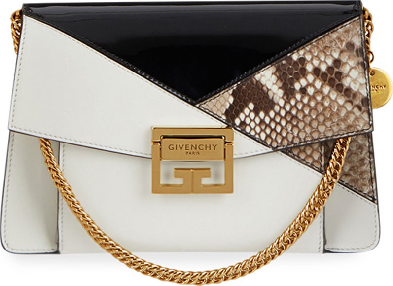 Givenchy GV3 Small Leather and Snakeskin Patchwork Crossbody Bag