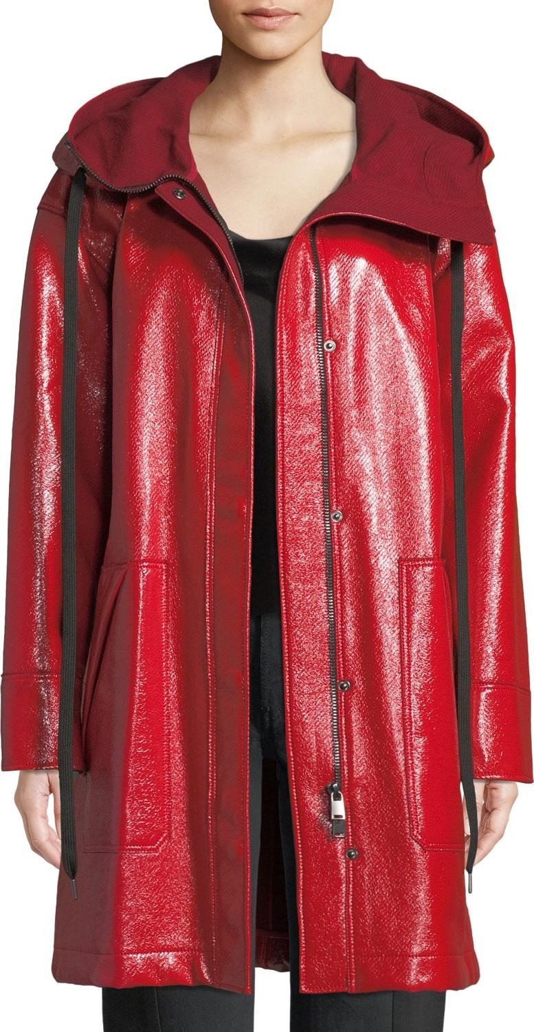 Elizabeth And James Varick Glossy Hooded Wool Raincoat
