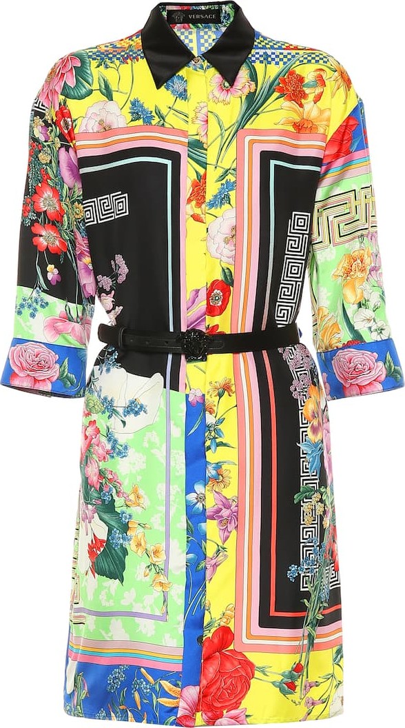 Versace Printed silk shirt dress