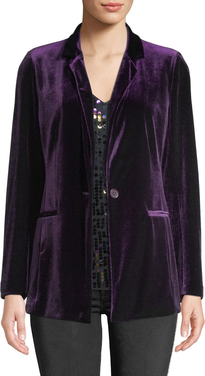 Joan Vass One-Button Velvet Jacket