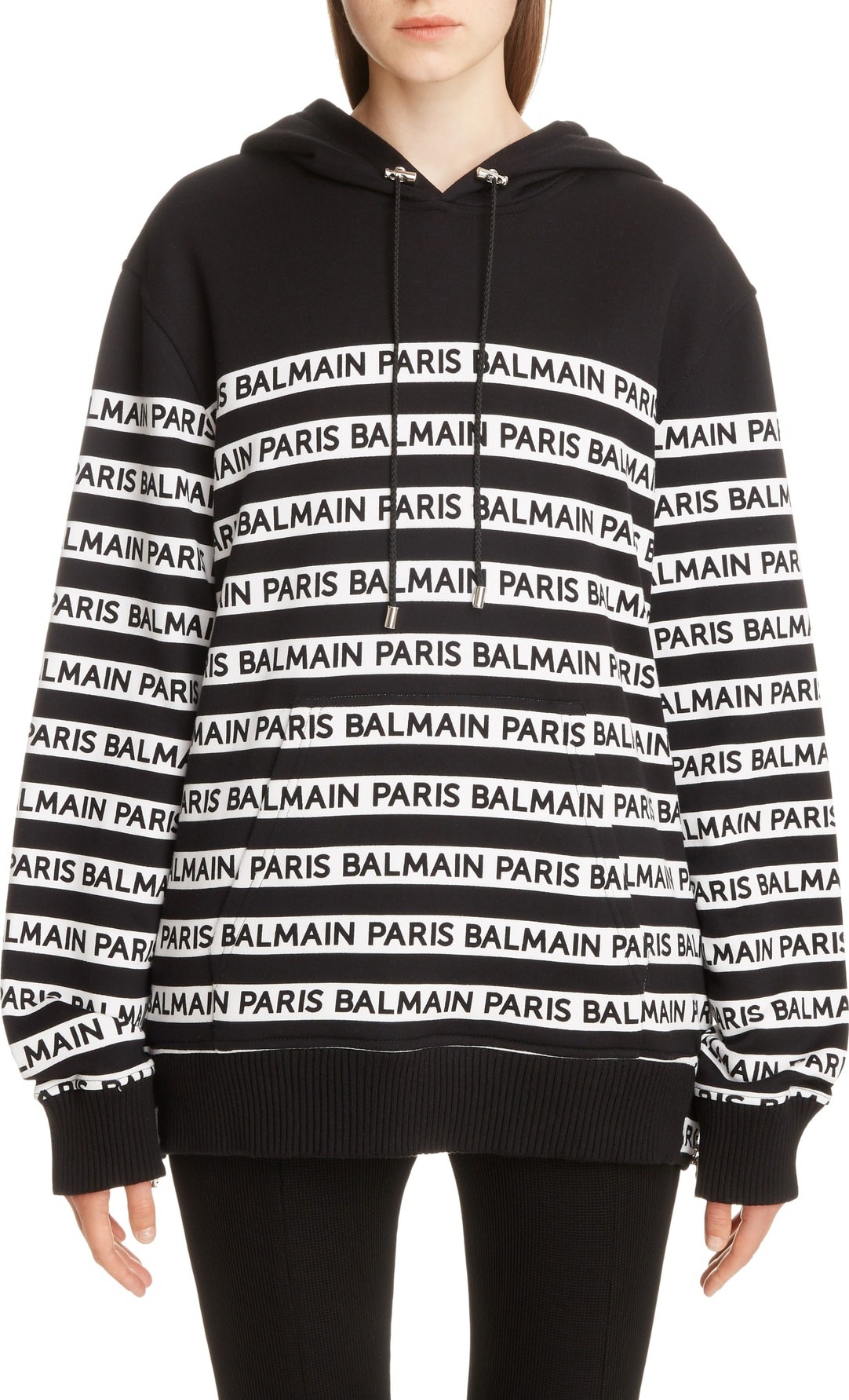 Balmain Stripe Logo Hoodie
