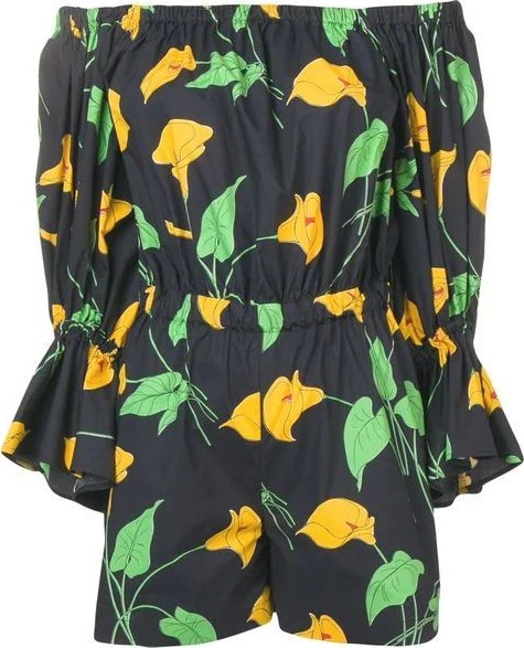 La Double J off-shoulder floral playsuit