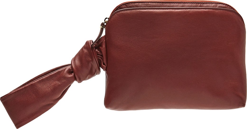 THE ROW Zip-Top Leather Wristlet Bag