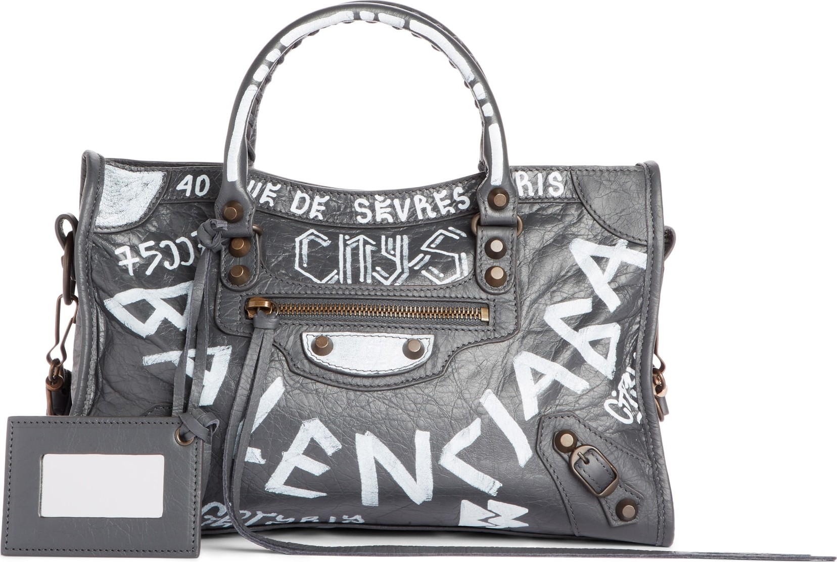 Balenciaga Small City Graffiti Leather Tote