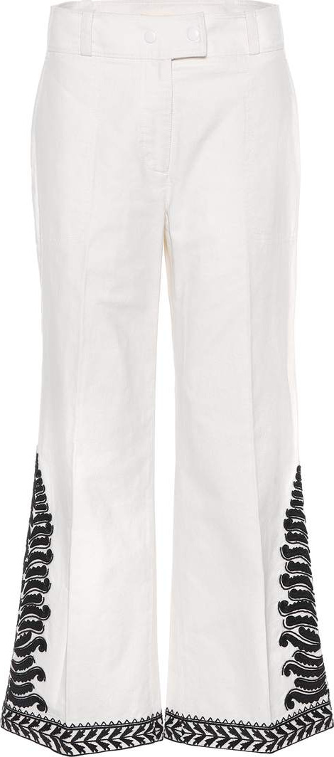 Tory Burch Embroidered cotton trousers