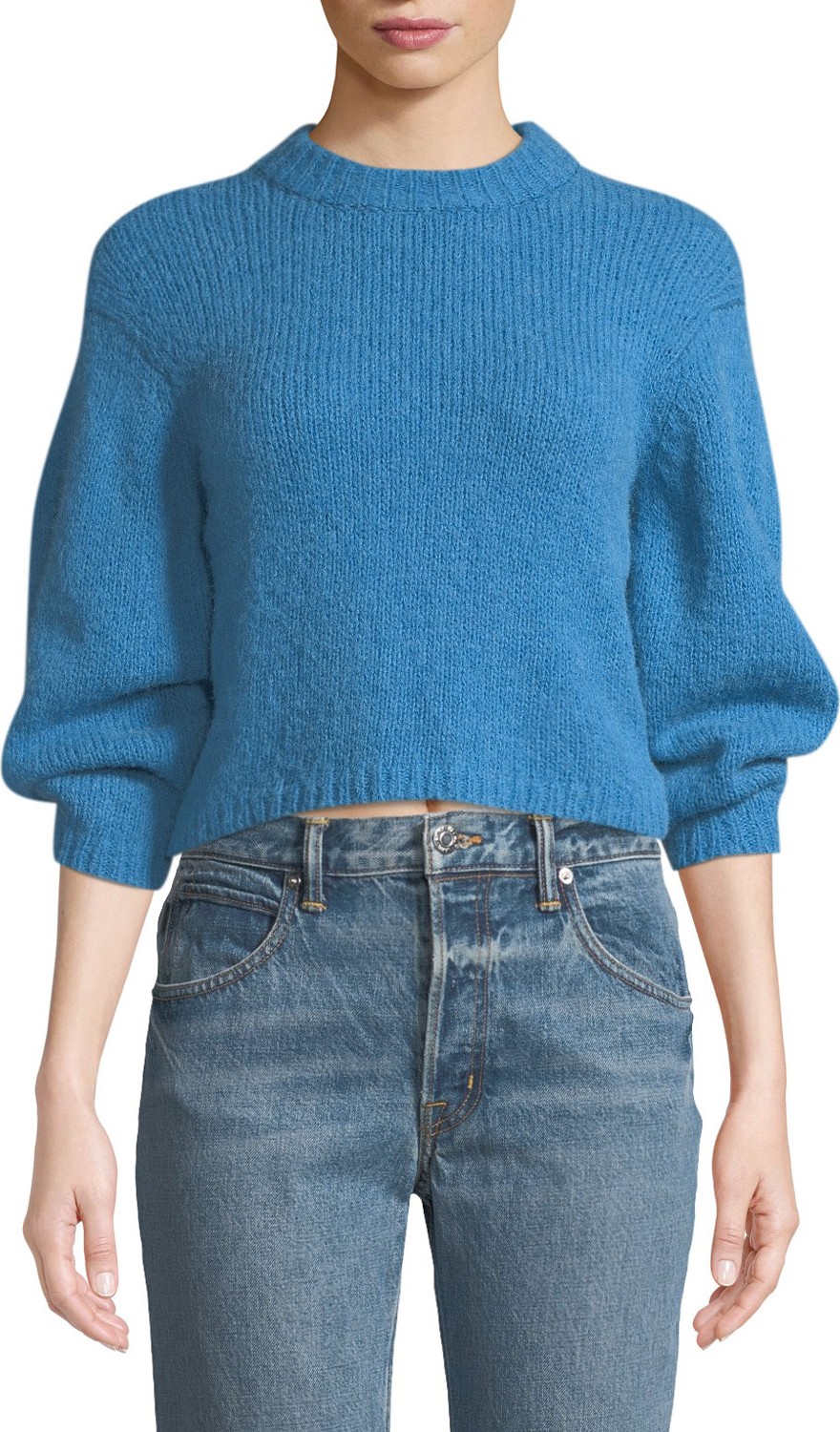 Tibi Cozette Cropped Alpaca Pullover Sweater