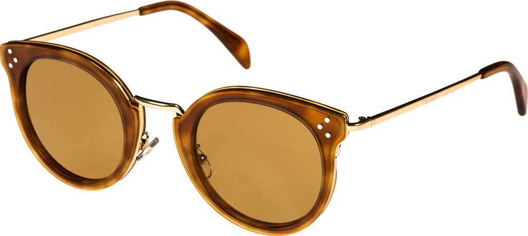Celine Round Acetate & Metal Sunglasses w/ Mineral Lenses