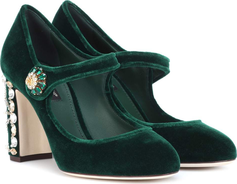 Dolce & Gabbana Embellished velvet pumps
