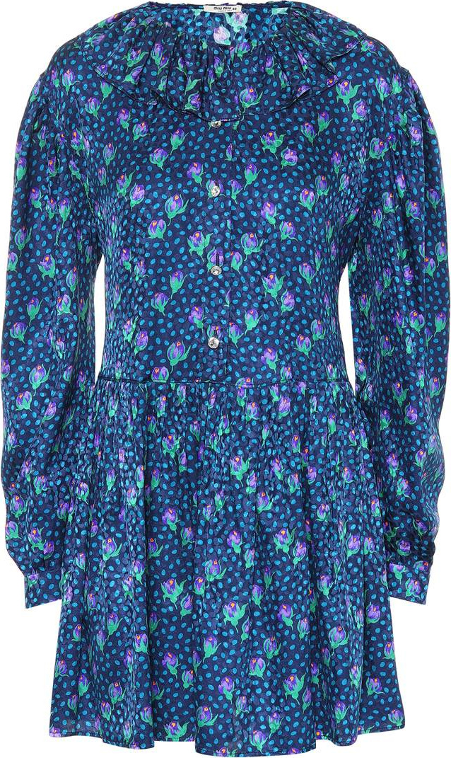 Miu Miu Floral-printed silk minidress