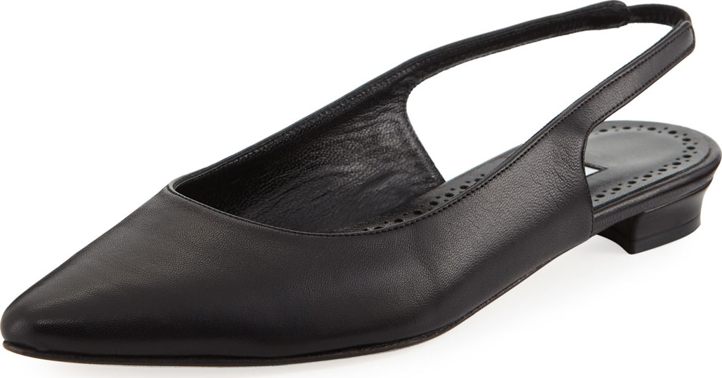 Manolo Blahnik Allura Leather Slingback Flat