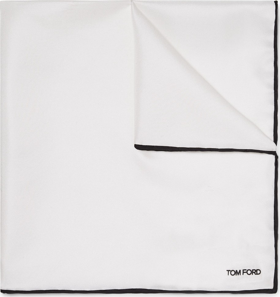 TOM FORD Contrast-Tipped Silk-Twill Pocket Square