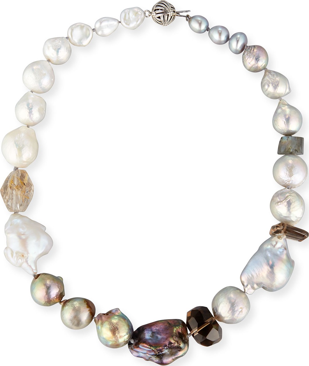 Stephen Dweck Baroque Pearl & Smoky Quartz Necklace