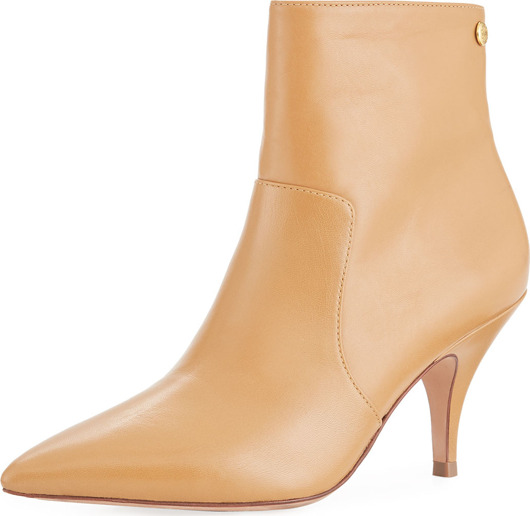 Tory Burch Georgina Mid-Heel Leather Booties