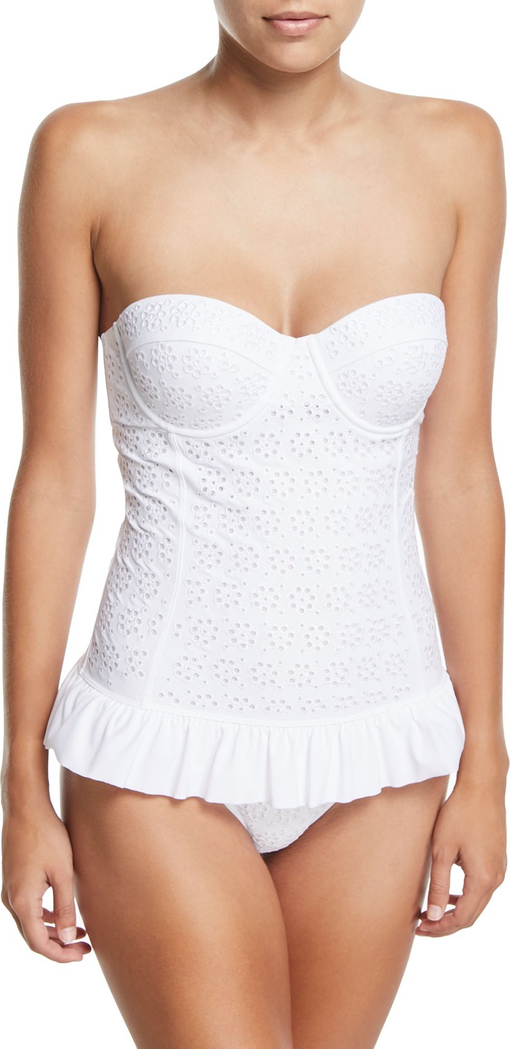 Tory Burch Broderie Anglaise Flounce One-Piece Swimsuit