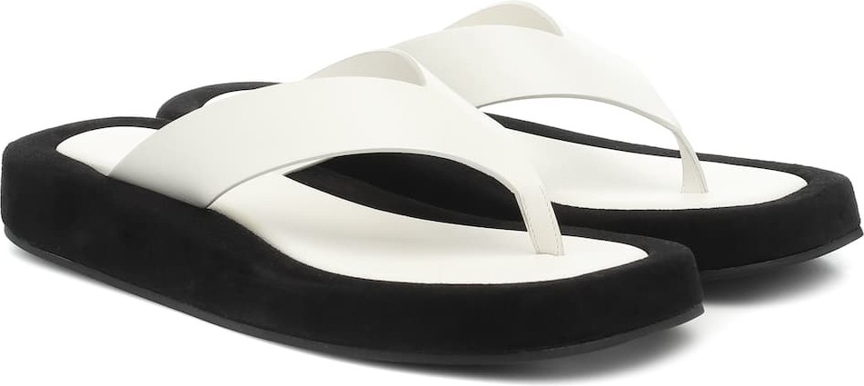 THE ROW Ginza leather platform slides