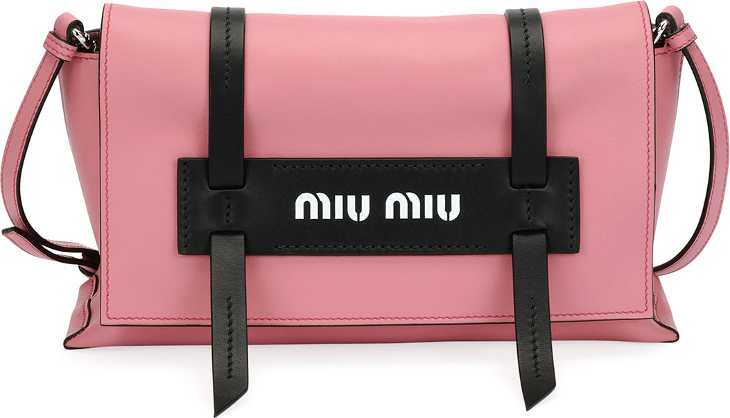 Miu Miu Calf Leather Logo Flap Crossbody Bag